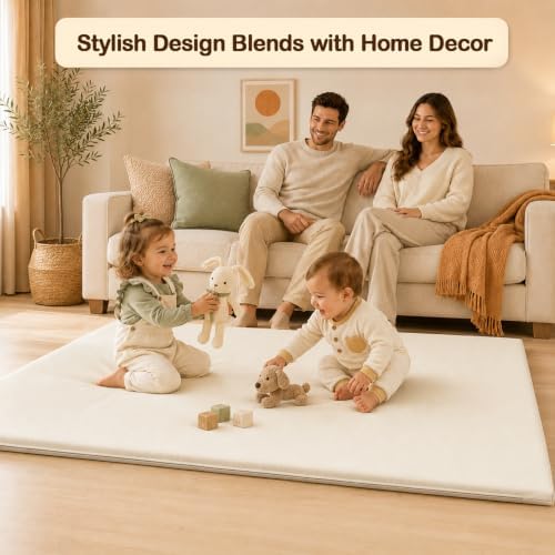 Vegan Leather Baby Play Mat, 79x59 Thick Cushioned Waterproof Playpen Mat - Image 2