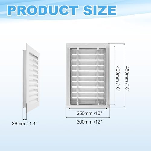 PATIKIL 18 x 12 Inch Gable Vent, 10 x 16 Inch Duct Opening Size - Image 2