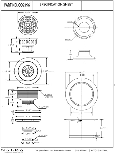 Westbrass CO2196-20 COMBO PACK 3-1/2" Post Style Large Kitchen Sink Basket - Image 2