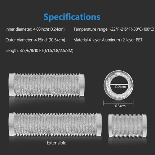 HOOMESUN Dryer Vent Hose 4 Inch 8FT Heavy Duty Flexible Exhaust Duct Hose - Image 6