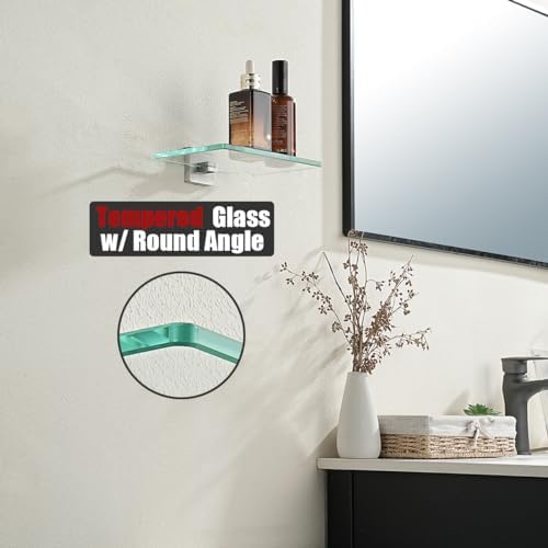 JQK Bathroom Glass Shelf, Tempered Glass Shower Storage 8 by 5 inches, 304 - Image 6