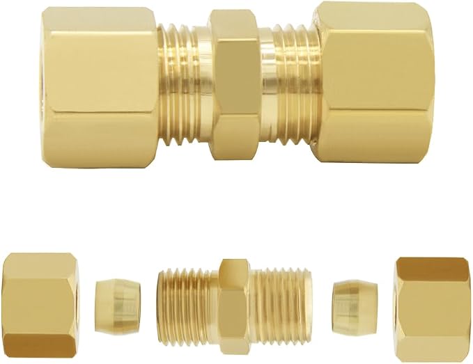 Hooshing 10PCS Brass Compression Tube Fitting 3/16" OD x 3/16" OD Connector - Image 3