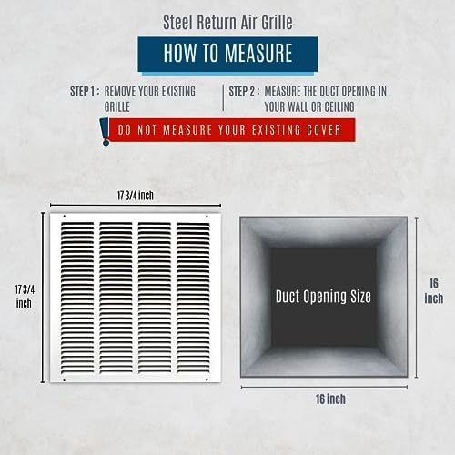 Fits 16x16 Duct Opening | Steel Return Air Grille by Handua | Vent Cover Grill - Image 3