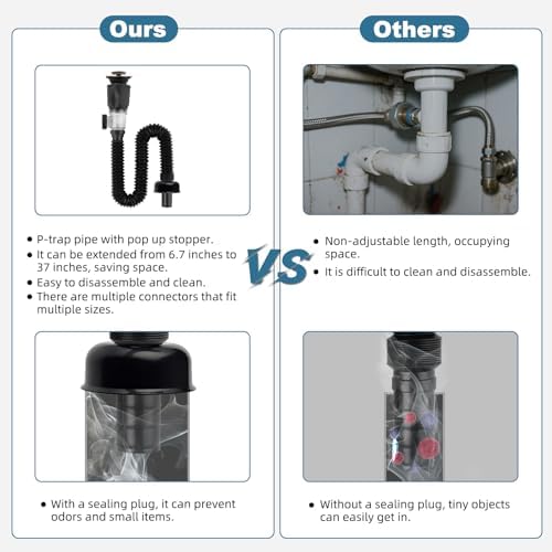 Bathroom Sink Drain Kit, Drain Pipe - Image 5