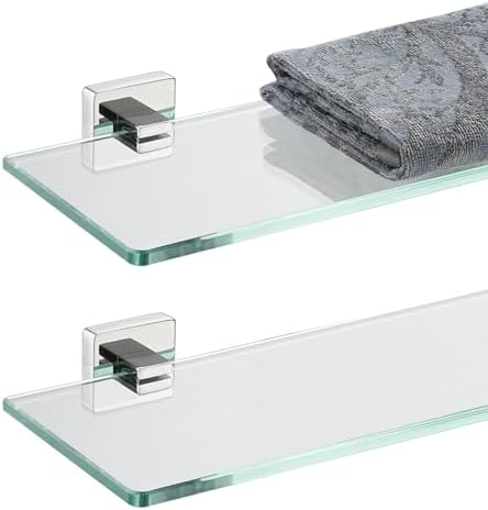 JQK Bathroom Glass Shelf, Floating Tempered Glass Shower Storage 12 by 5 inches by Homeimprovement