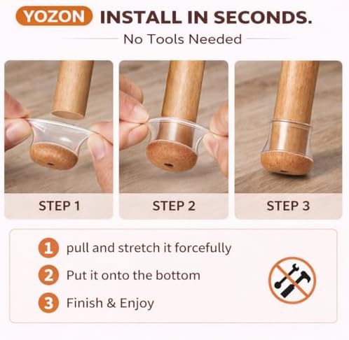 YOZON Chair Leg Floor Protectors Felt Furniture Pads Silicone Caps - Image 5