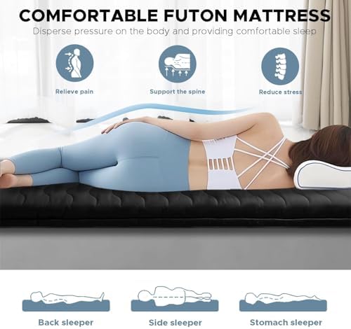 SCHNAUZER HOME Japanese Floor Mattress Futon Mattress Twin 3.5" Thick Black - Image 4