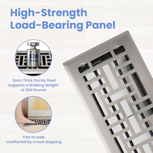 Howeall 4x10 Inches 2 Pack Heavy Duty Walkable Floor Register Easy Adjust Air - Image 2