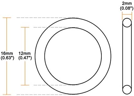 uxcell Nitrile Rubber O-Rings 16mm OD 12mm ID 2mm Width, Metric Sealing Gasket - Image 3
