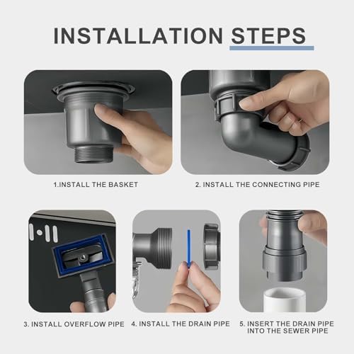 Single Sink Kitchen Sink Drain Kit Space Saving Flexible Drain Pipe Flexible - Image 6
