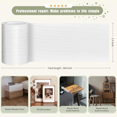 Besezx Wood Grain Repair Tape, 2.4" X15', Self Adhesive Wood Grain Repair Patch - Image 2
