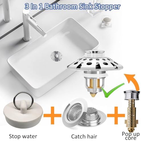 AzWzz Bathroom Sink Stopper, Sink Hair Catcher, Bathroom Sink Drain Strainer - Image 4