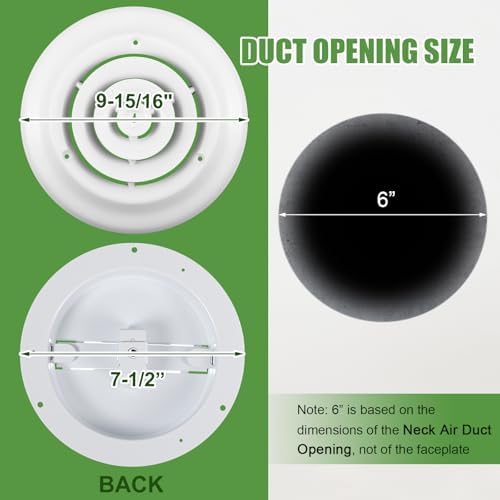 Therwen 2 Set 6 Inch Round Ceiling Diffuser Vent Cover - Image 2
