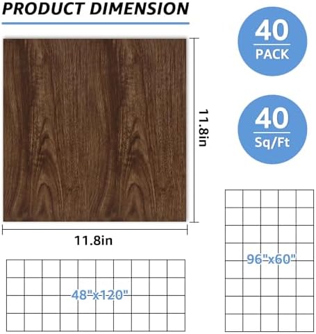 AKOLAFE 40 Sheet Vinyl Flooring 12 x 12 Peel and Stick Floor Tile Waterproof - Image 2