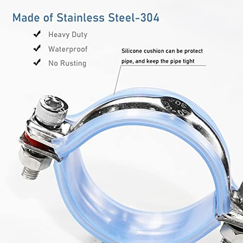 AKIHISA 2 Pcs 304 Stainless Steel Pipe Supports, Wall Mount Ceiling Mount Pipe - Image 4