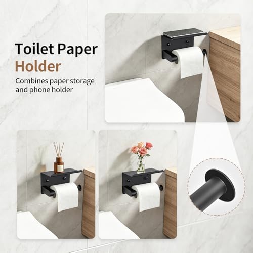 Wall Mounted Matte Black Bathroom Hardware Accessories Set - Image 5