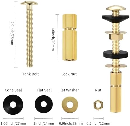2-Pack Universal Toilet Tank to Bowl Bolts Kit, Toilet Tank Bolts - Image 3