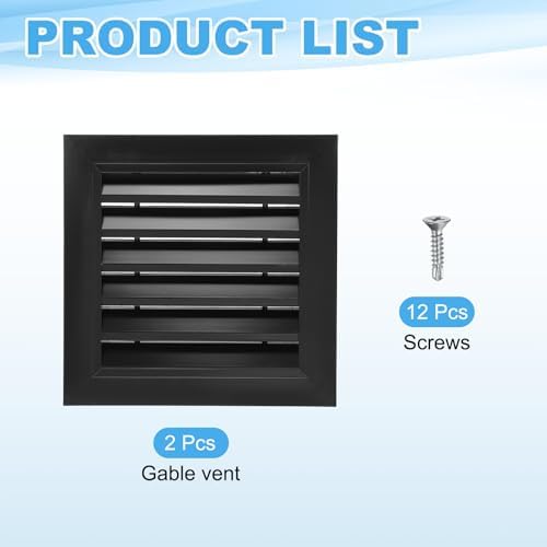 PATIKIL 12 x 12 Inch Gable Vent, 10 x 10 Inch Duct Opening Size - Image 3