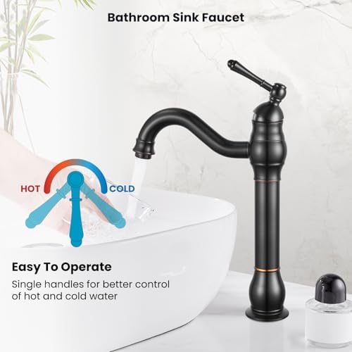 gotonovo Vintage Bathroom Vessel Sink Faucet, Oil Rubbed Bronze, No Drain - Image 4