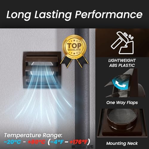 Repa Market ABS Plastic Brown 4 Inch Dryer Vent Cover Outside, 4 Inch Exhaust - Image 3