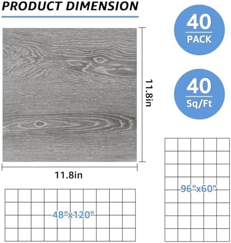 AKOLAFE 40 Sheet Vinyl Flooring 12x12 Inch Peel and Stick Floor Tile Waterproof - Image 2