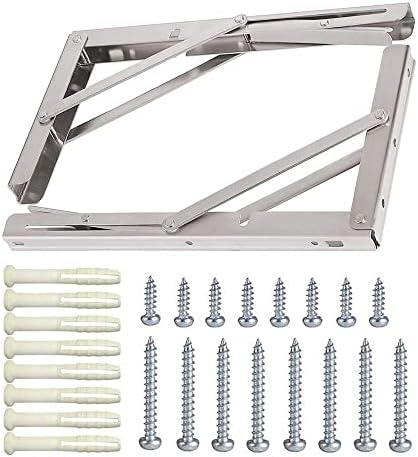 24 Inch Folding Shelf Brackets, 2 Pack Stainless Steel Heavy Duty L Bracket - Image 3