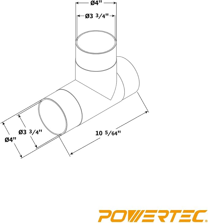 POWERTEC 70107V 4" T-Fitting for Dust Collection Hose, 1 PK - Image 4