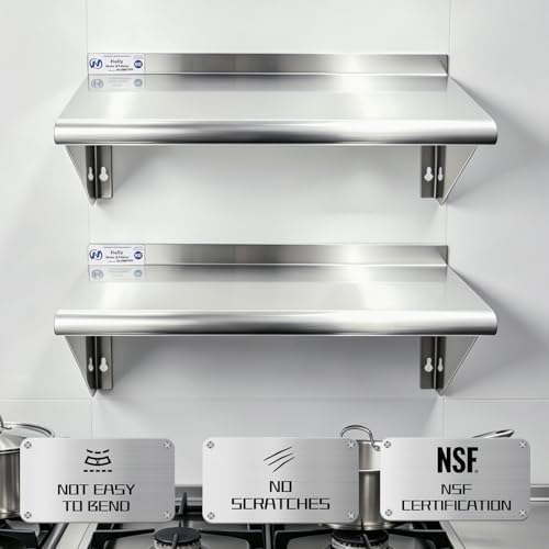 Hally Stainless Steel Shelf 2 Pack Wall Mounted Metal Shelves 12"x24" NSF - Image 4