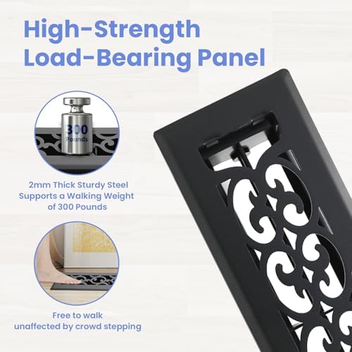 Howeall 2x12 Inches Heavy Duty Walkable Floor Register Easy Adjust Air Supply - Image 2