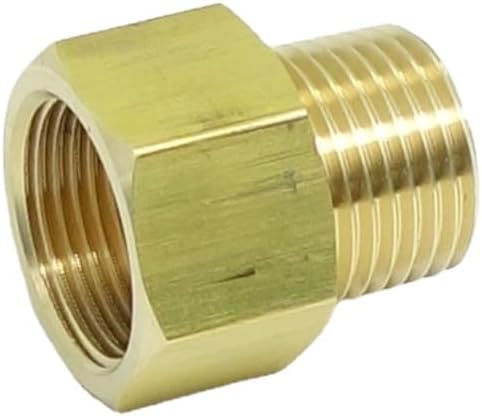 2 Pcs 1/2" NPT Pipe Male x M22 x1.5 Female Metric Gauge Adapter Brass - Image 3