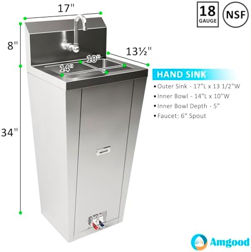 10 in. x 14 in. Stainless Steel Hands-Free Hand Sink - Image 3