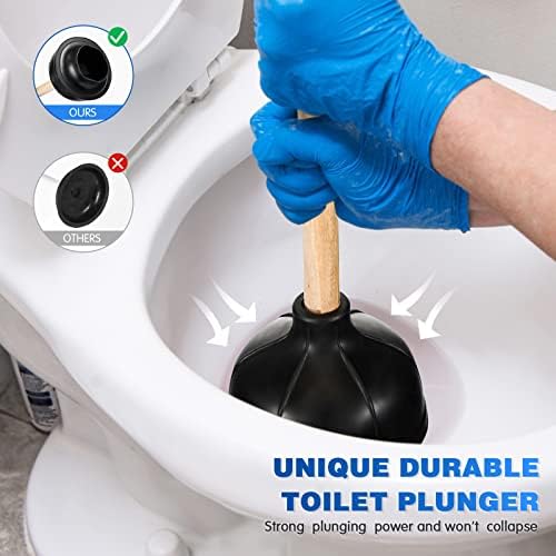 Tanlade 10 Pcs Heavy Duty Wood Handle Toilet Plungers Bulk - Image 3