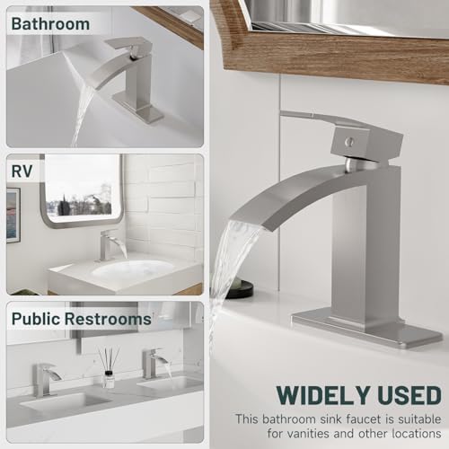 Brushed Nickel Waterfall Bathroom Faucets - Image 6