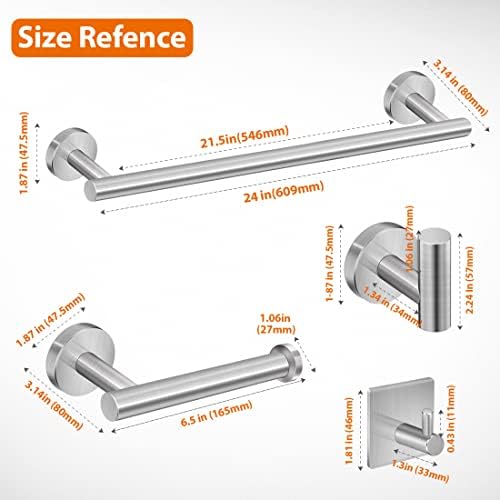 Tudoccy 5-Pieces Bathroom Hardware Set Brushed Nickel SUS304 Stainless Steel - Image 6
