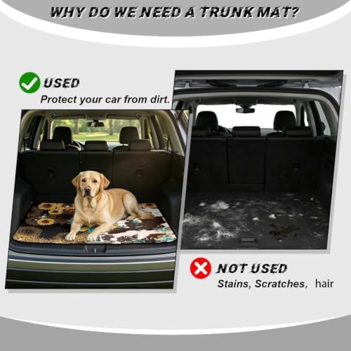 ELEQIN Western Sunflower Cow Print Car Cargo Liner All Weather Heavy Duty Trunk - Image 4