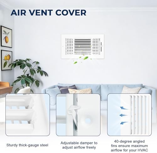 2PK 12x6 Ceiling Vent Cover for Wall 12x6 Ducts, 3 Way Ceiling Register - Image 3