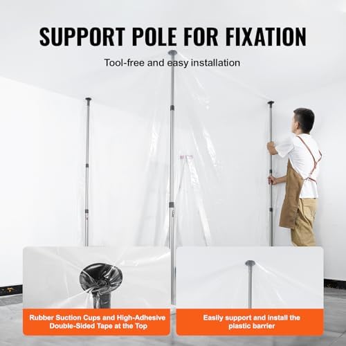 VEVOR Dust Barrier Poles, 12 Ft Barrier Poles, Dust Barrier System - Image 6