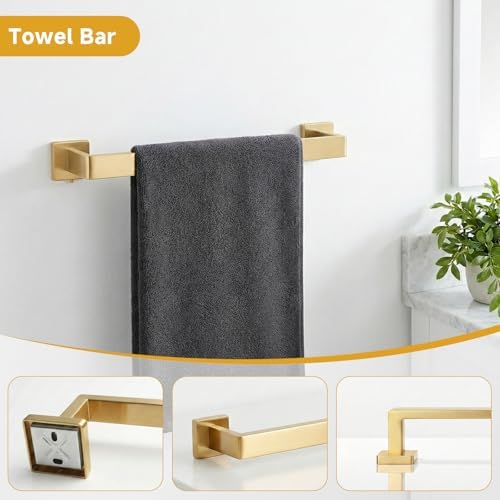 5-Piece Brushed Gold Bathroom Accessory Set, 16 Inch Bathroom Hardware Set - Image 4