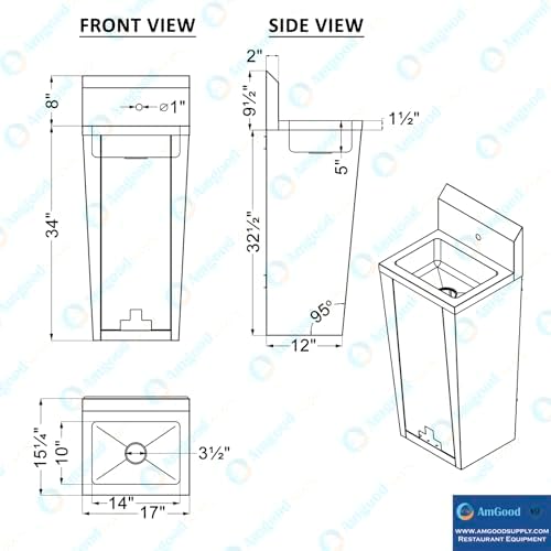 10 in. x 14 in. Stainless Steel Hands-Free Hand Sink - Image 4