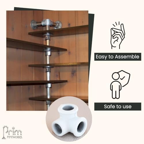 1/2" 3-WAY ELBOW Industrial Threaded Black Iron Pipe Fittings; White Satin - Image 4