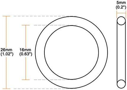 uxcell Nitrile Rubber O-Rings 26mm OD 16mm ID 5mm Width, Metric Sealing Gasket - Image 3