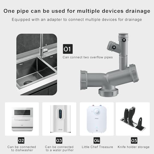 Garbage Disposal Drain Kit, Kitchen Sink P-Trap Drain Kit 1 1/2, Space Saving - Image 5