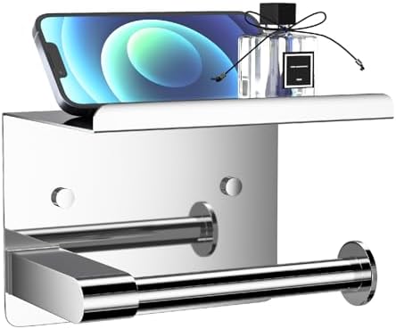 GLNLQ Chrome Toilet Paper Holder Wall Mount, Self Adhesive or Screw-in by GLNLQ