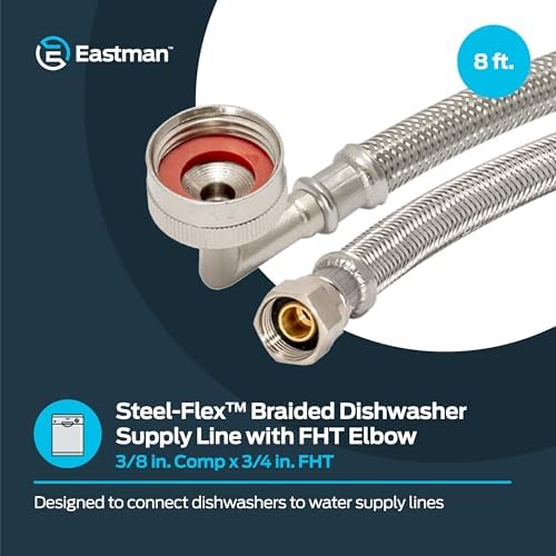 Eastman 8 foot Dishwasher Supply Line, 3/8 Inch Compression x 3/4 Inch FHT Elbow - Image 2