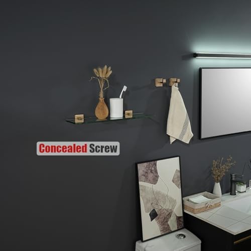 JQK Bathroom Glass Shelf, Floating Tempered Glass Shower Storage 20 by 5 inches - Image 5