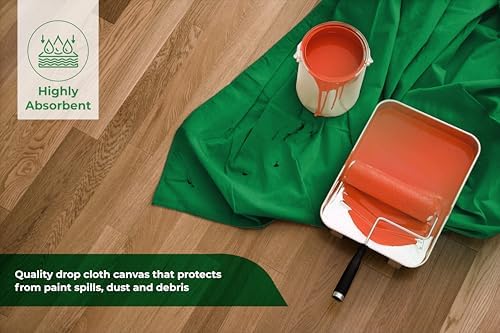Canvas Drop Cloth for Painting 9x6 feet Pack of 2-8oz Painters Drop Cloths for - Image 2