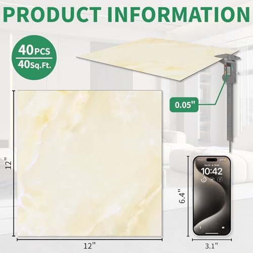 40-Pack Peel and Stick Floor Tiles Vinyl Floor 12 x 12 inch Self Adhesive - Image 3