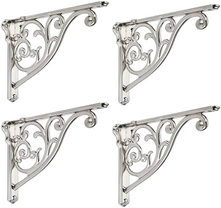 Shelf Brackets 4 Inch 4 Pack Heavy Duty Brushed Nickel Wall Bracket Victorian by khtumeware