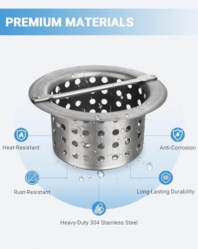 Commercial Floor Drain Strainer Basket, Heavy Duty 304 Stainless Steel Hair - Image 5