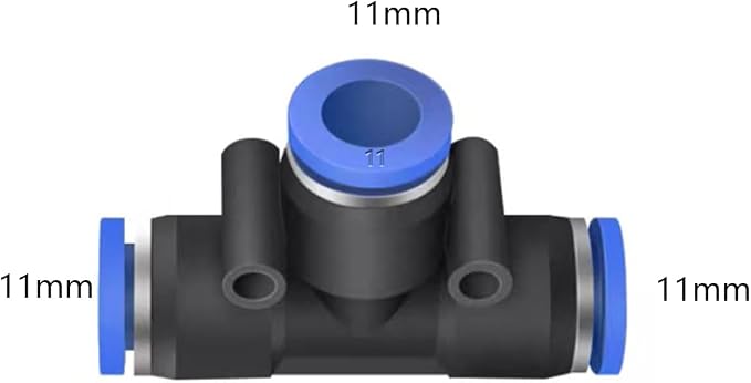 5 Pcs 11mm x 11mm x 11mm Pneumatic T Shaped 3 Way Tube Reducer Connector - Image 2